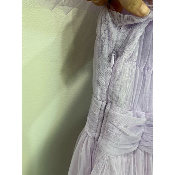 Showpo Jiraye Midi Dress Flutter Sleeve Tulle Plunge Lilac Sz 12 NWT - Picture 7 of 12
